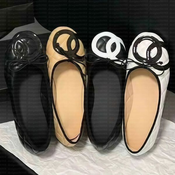 Ballet Flats Paris designer Shoes Women brands Quilted Genuine Leather Slip on Ballerina Round Toe Ladies Luxury brands Shoes De Mujer chan ch Shoe torys