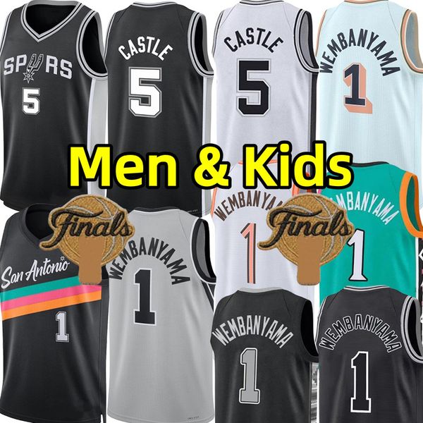 Victor Wembanyama Men Youth Kids Basketball Jerseys Jersey City Black San Anton Spur Stephon Castle Wear vest adult children Edition