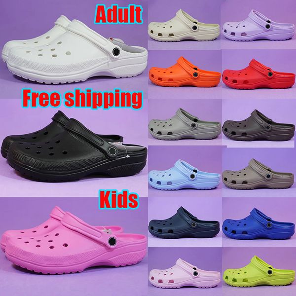 Free shipping slides designer croocs sandals men women adults kids famous slippers durable clogs summer outdoor beach croc sandal shoes black white pink