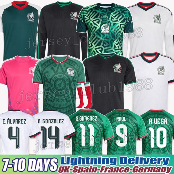 mexico soccer jersey Gimenez RAUL GONZALEZ Quinones Football Shirt E.ALVAREZ C.MONTES home away player Kids kit Alexis Vega mexico world cup 2026 xxxl 4xl