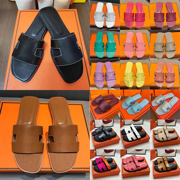 free shipping with box women slippers designer sandals flat slides stylish sliders summer beach mules outdoor comfort shoes brown black white pink