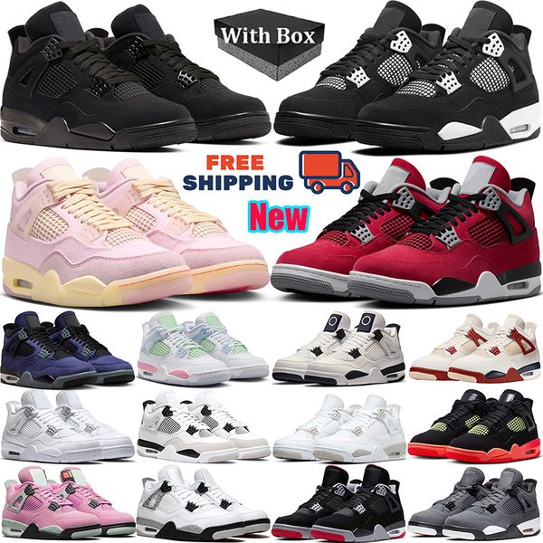 Free Shipping 4s 4 With box 2025 new black cat designer basketball shoes men women Toro Bravo pure money military white cement outdoor sports outdoor sneakers 36-47