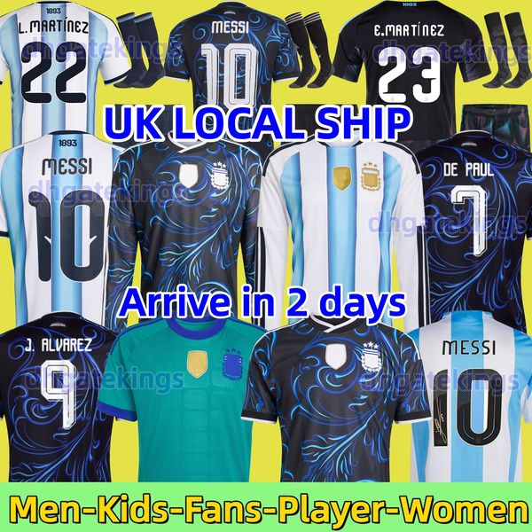 UK local ArgentinaS World Cup soccer Jerseys 26 27 MARADONA J. ALVAREZ FC Men Kids football shirt MESSIS Jersey DE PAUL Garnacho 2026 long sleeves Signed Nico Paz kit