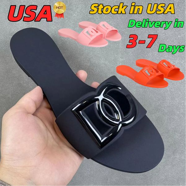 Designer Sandals Women D-Logo Interlocking Slides Rubber Slippers Ladies Flat Beach Jelly Script Summer Fall Mules Outdoor Waterproof Luxury size 36-42