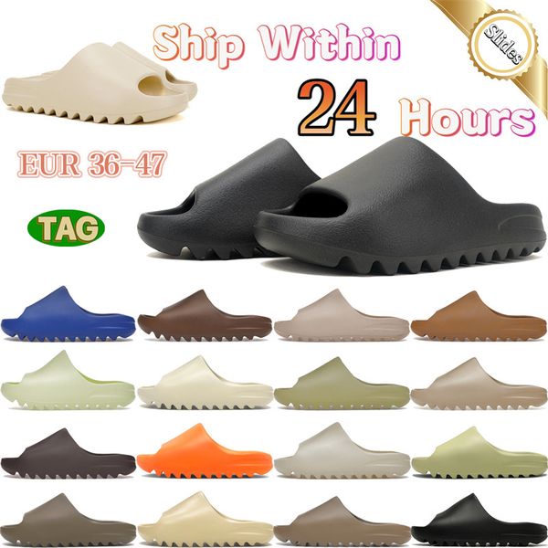 Designer slides for men slippers onyx Bone Azure Flax Pure restock pair Ochre glow green Resin Soot black Core womens sandals mens solid slide classics slipper sandal