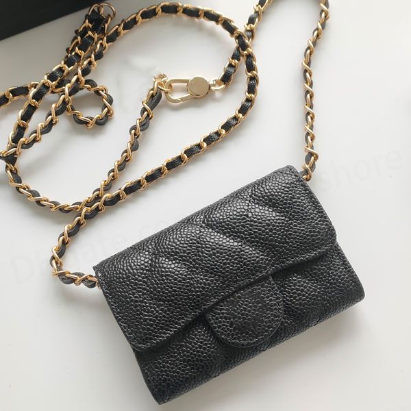 new chain classic card holder luxury designer soft lambskin wallet golden hardware cardholder snap button closure wallets women casual shopping purse