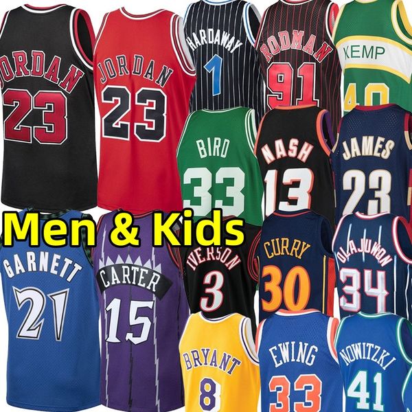Men kids Classics Retro Basketball Jerseys Michael Bryant Allen Iverson Dennis Rodman Larry Bird Tracyy McGrady Hardaway steve nash Shawn Kemp Stitched Jersey
