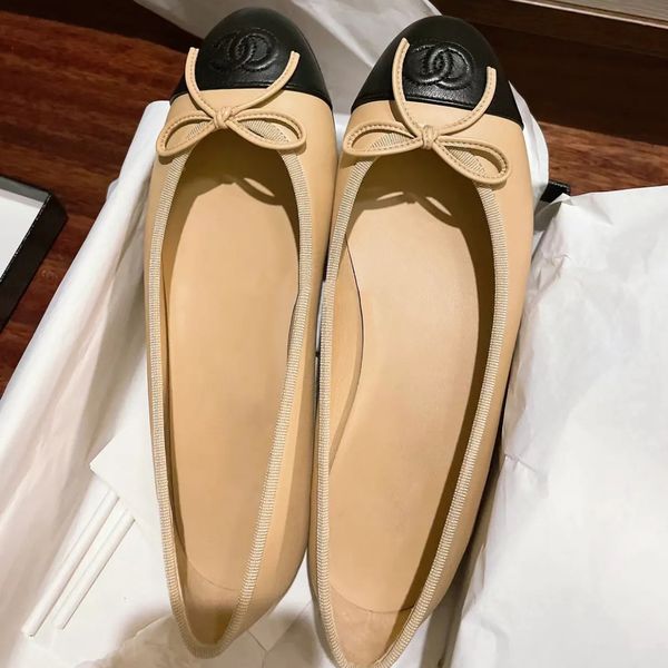 designer shoes Paris Brand designer Black Ballet Flats Shoes Women Quilted Genuine Leather Slip on Ballerina Luxury Round Toe Ladies Dress Shoes HJ2G Slingbacks