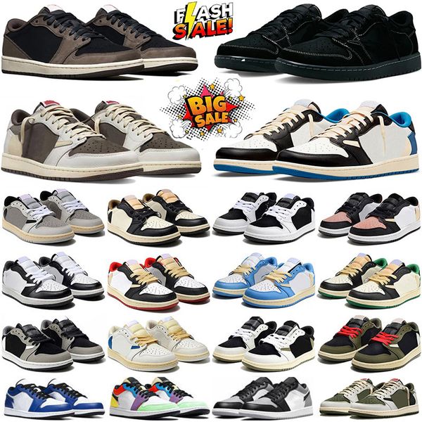 Designer 1s Low Basketball shoes Mens Womens OG Black Phantom 1 sneakers Triple White University Blue UNC Bred Toe Light Smoky Grey Outdoor Sports trainers 36-47