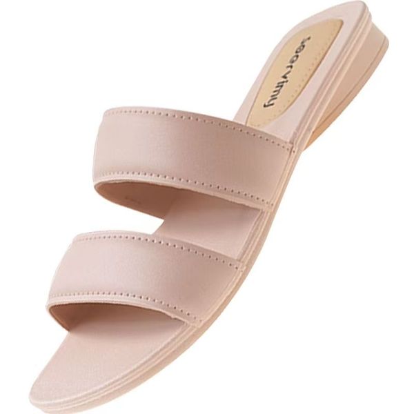 Desiner Women shoes sandal slipper Flat Slide Sandals genuine leather and rubber sole outdoor flats slippers size EU35-42