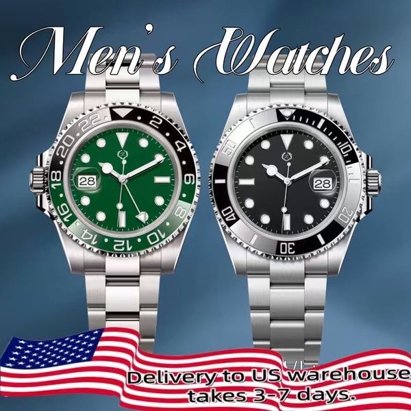 mens automatic mechanical ceramic watches 40mm all stainless steel gliding clasp wristwatches sapphire super luminous