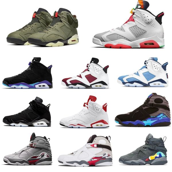 Trainers 6 8 Basketball Sports Shoes Jumps Mans 6S 8S TS Carmine DMP UNC White Aqua Blue Chrome runners Pine Green Black Infrared Tinker Bordeaux Sports Sneakers S9