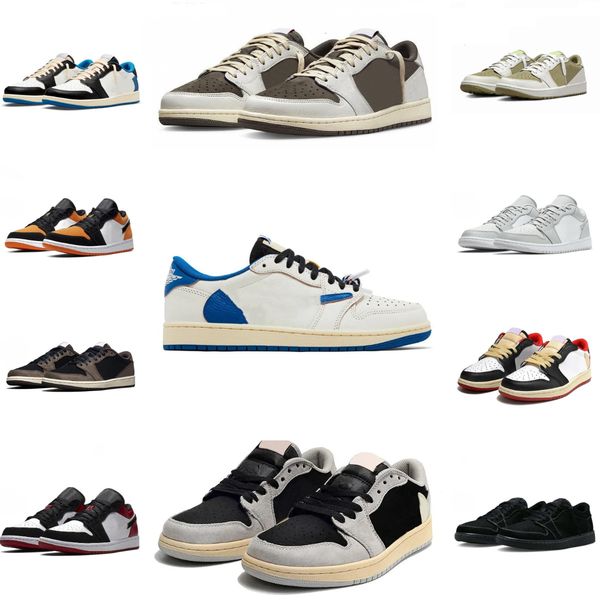 J1 1 Military Blue TS Low Sports Basketball Shoes Trainer Reverse Jump Mans Women 1S Mocha Jack Dark Canary Shoes Medium Olive Neutral White Black Toe Runners Sneakers