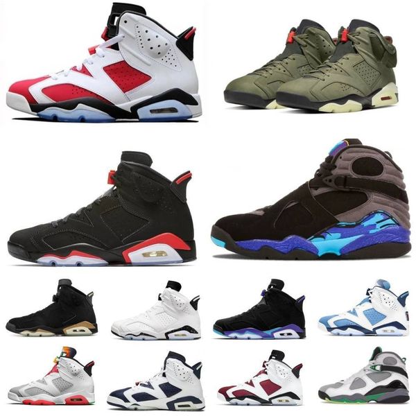 Trainers 6 Carmine Sports Shoes Mans 6S 8S TS Green DMP Unc Bordeaux Tinker Hare Outdoor True Red 8 Basketball Shoes Aqua blue Playoffs Black Infrared outdoor Sneakers