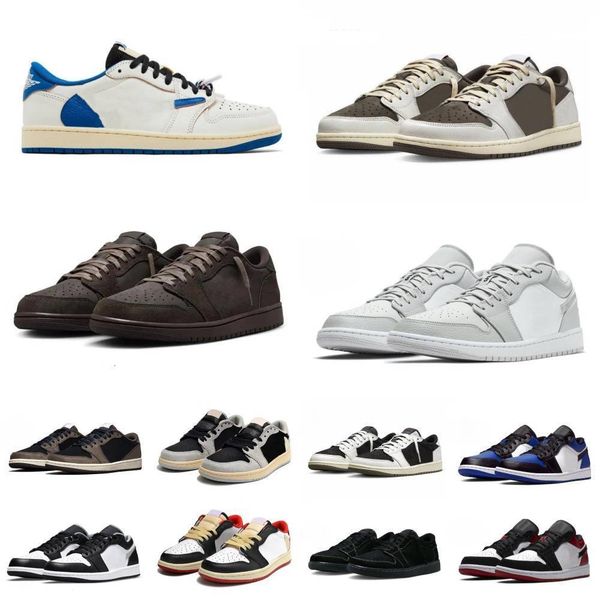 Trainers J1 1 Low Sports Shoes Mans Women 1S Reverse TS Military Blue Velvet Brown Mocha RetroeS Basketball Shoes Elephant Dark Medium Olive Neutral White Sneakers