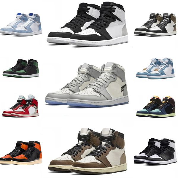 J1 1 Sports Basketball Shoes Trainers Jump Mans 1S Women High Low Chicago Reverse TS True Turbo Blue Pine Stage Haze Casual Shoe DARK Mocha OG Denim Outdoor Sneakers H81