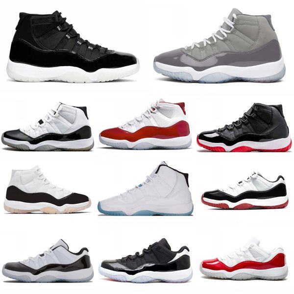 Designer 11 Basketball Sports Shoes Trainers 11s Bred Velvet Gold Sail Cherry COOL GREY Space Jam Cool Cement Grey Unc Gamma Blue Olive Mens Women Outdoor Sneakers K89