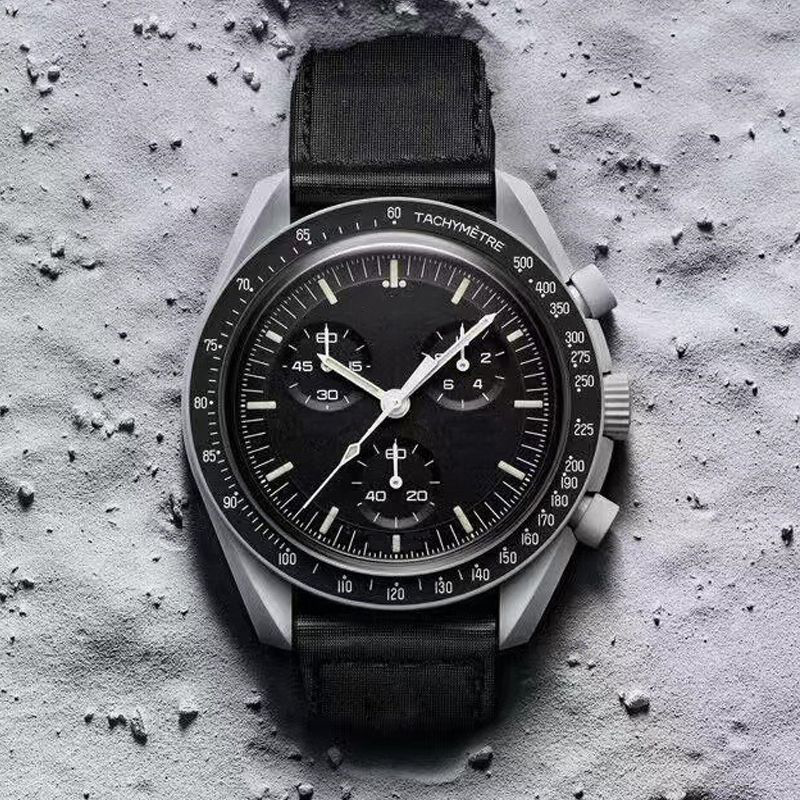 New White Bioceramic Men's Watch Full Feature Quartz chronograph Mercury Mission 42mm Nylon Luxury Watch Limited Edition Master Watch2027 with box