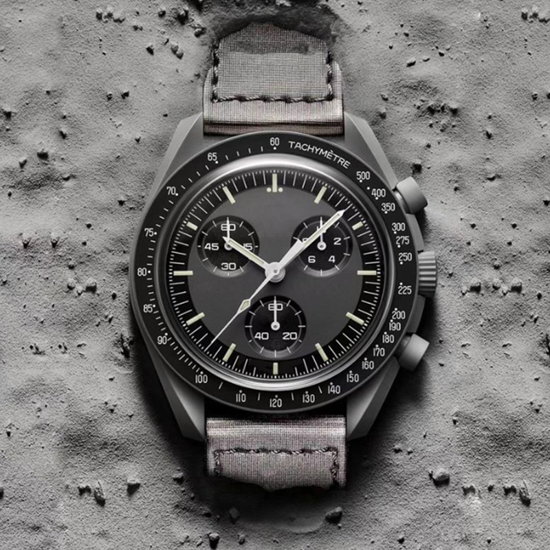 New White Bioceramic Men's Watch Full Feature Quartz chronograph Mercury Mission 42mm Nylon Luxury Watch Limited Edition Master Watch2027 with box