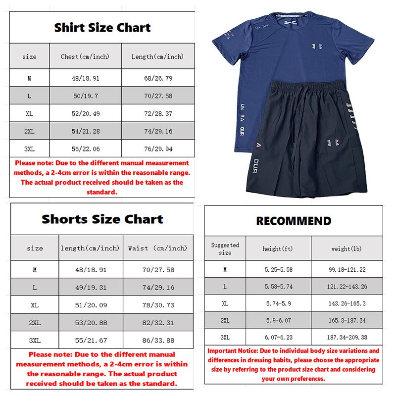 under armourr tracksuit men Designer Tracksuit summer tech Athletic set shirts shorts twopiece fitness quick drying and breathable for Jogging Sportswear